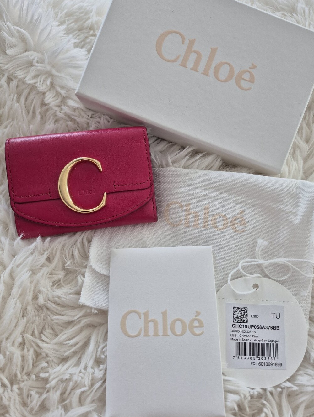 Chloe "C" Pink Leather Card Holder